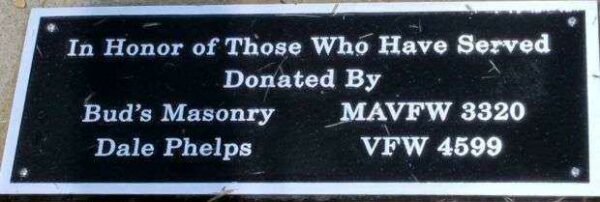 V.F.W. POST 3320 AND V.F.W. POST 4599 VETERANS MEMORIAL PLAQUE B
