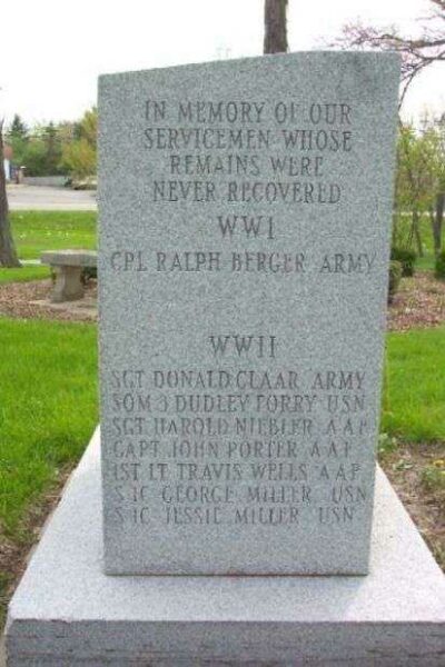 SERVICEMEN WHOSE REMAINS WERE NEVER RECOVERED MEMORIAL