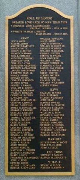 FOX CHASE WORLD WAR MEMORIAL PILLARS PLAQUE B