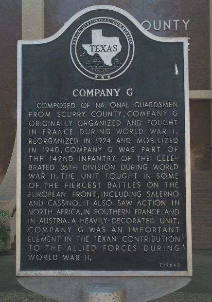 COMPANY G WAR MEMORIAL MARKER