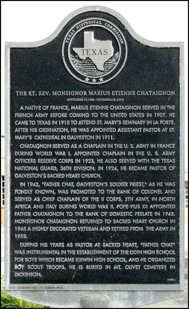 THE RT. REV. MONSIGNOR MARIUS ETIENNE CHATAIGNON MEMORIAL MARKER