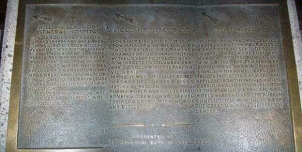 WILLIAM BEAUMONT GENERAL HOSPITAL MEMORIAL PLAQUE