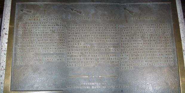 WILLIAM BEAUMONT GENERAL HOSPITAL MEMORIAL PLAQUE