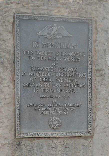 BREWSTER COUNTY WAR MEMORIAL PLAQUE