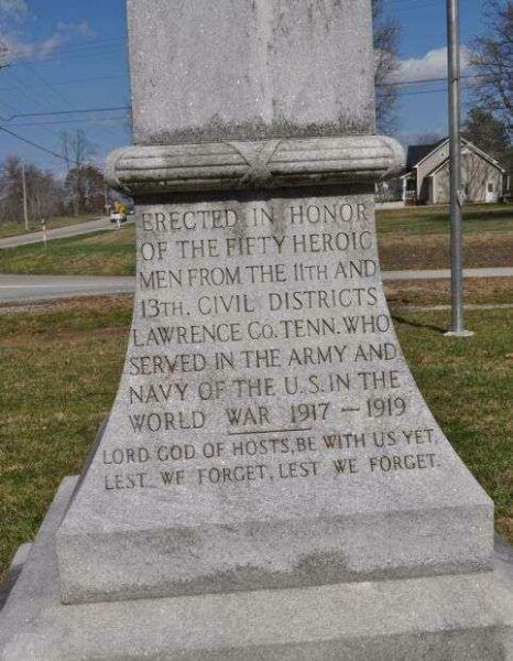 11TH AND 13TH CIVIL DISTRICT WORLD WAR MEMORIAL DEDICATION STONE