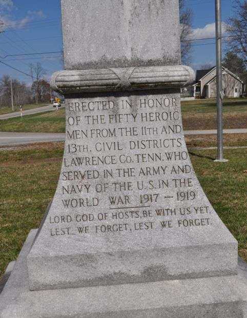 11TH AND 13TH CIVIL DISTRICT WORLD WAR MEMORIAL DEDICATION STONE