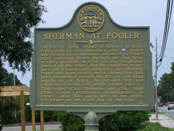 SHERMAN AT POOLER WAR MEMORIAL MARKER