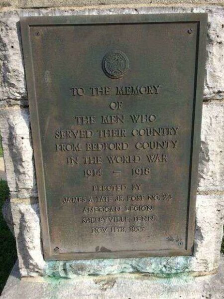 BEDFORD COUNTY WORLD WAR MEMORIAL PLAQUE