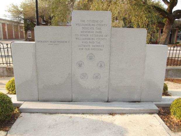 WILLAMSBURG COUNTY WAR MEMORIAL BACK