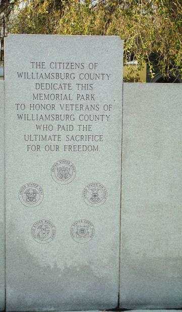 WILLAMSBURG COUNTY WAR MEMORIAL DEDICATION STONE B