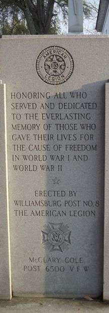 WILLAMSBURG COUNTY WAR MEMORIAL DEDICATION STONE A