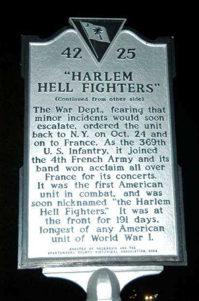 “HARLEM HELL FIGHTERS” WAR MEMORIAL MARKER BACK