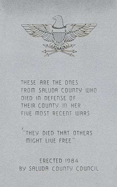 SALUDA COUNTY VETERANS MEMORIAL DEDICATION STONE