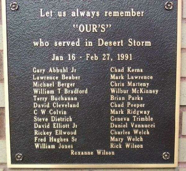 NEWCOMERSTOWN DESERT STORM MEMORIAL PLAQUE