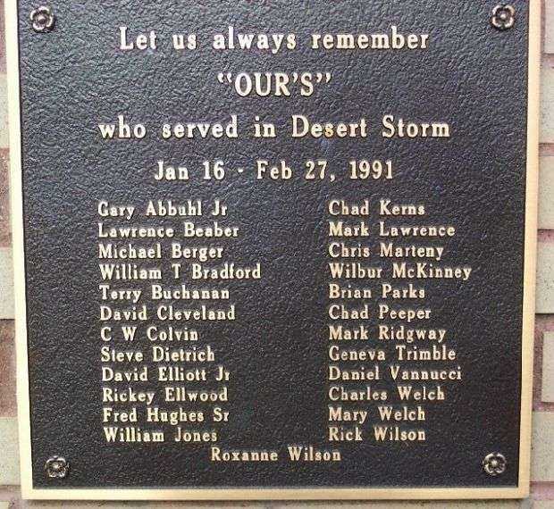 NEWCOMERSTOWN DESERT STORM MEMORIAL PLAQUE