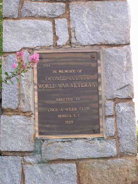 OCONEE COUNTY WORLD WAR VETERANS MEMORIAL GATE PLAQUE A