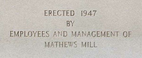 MATHEWS MILL WAR VETERANS MEMORIAL STONE B