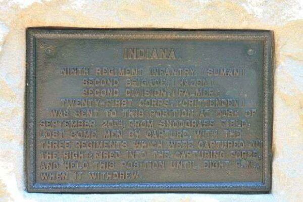 9TH INDIANA INFANTRY WAR MEMORIAL PLAQUE