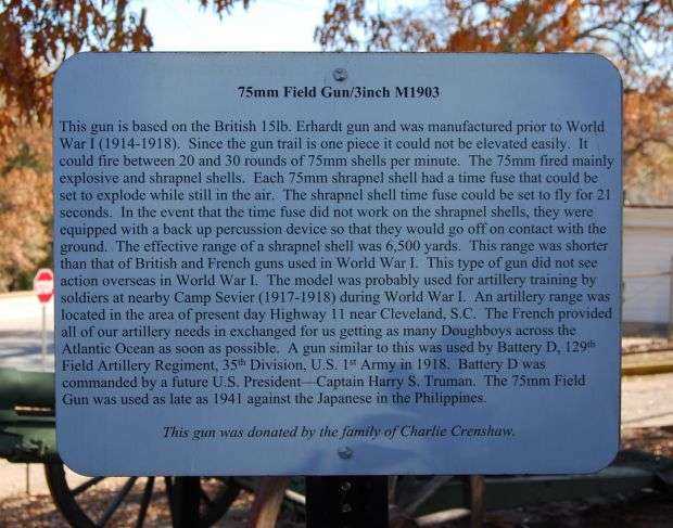 75MM FIELD GUN/3 INCH M1903 MEMORIAL PLAQUE