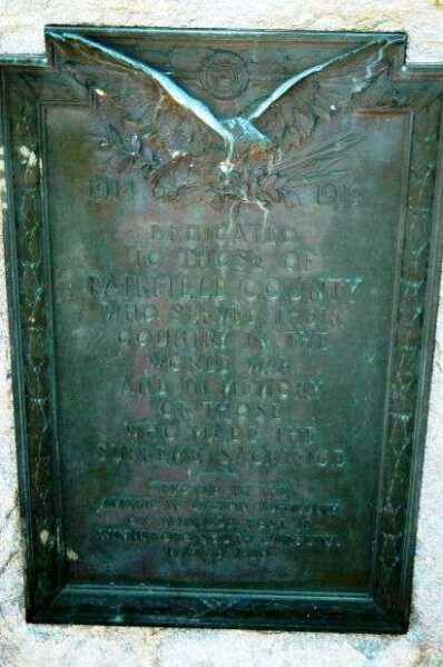 FAIRFIELD COUNTY WORLD WAR MEMORIAL PLAQUE
