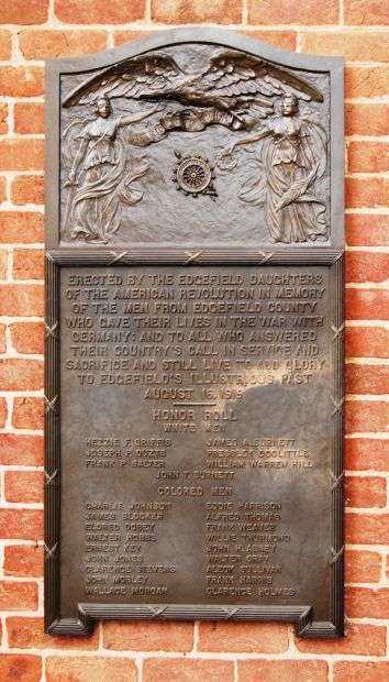 EDGEFIELD COUNTY WORLD WAR I MEMORIAL PLAQUE