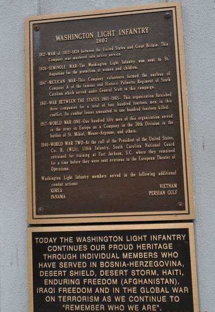 WASHINGTON LIGHT INFANTRY WAR MEMORIAL PLAQUE