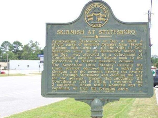 SKIRMISH AT STATESBORO WAR MEMORIAL MARKER