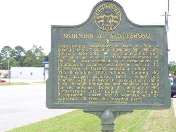 SKIRMISH AT STATESBORO WAR MEMORIAL MARKER