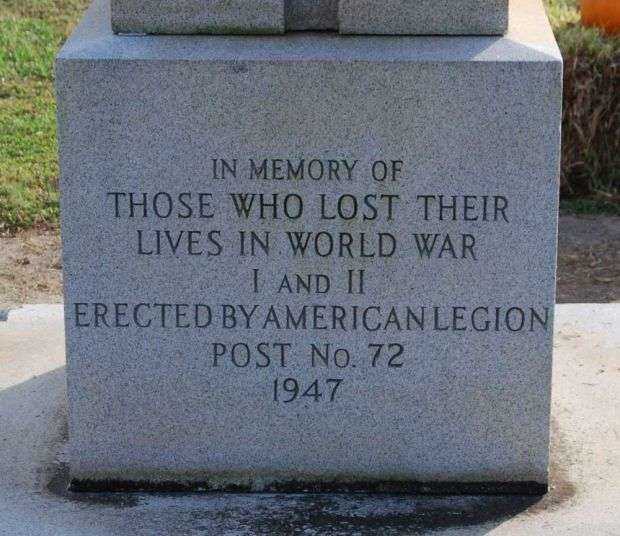 AMERICAN LEGION POST NO. 72 WAR VETERANS MEMORIAL DEDICATION STONE