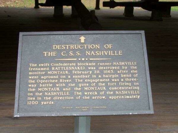 DESTRUCTION OF THE C.S.S. NASHVILLE WAR MEMORIAL MARKER
