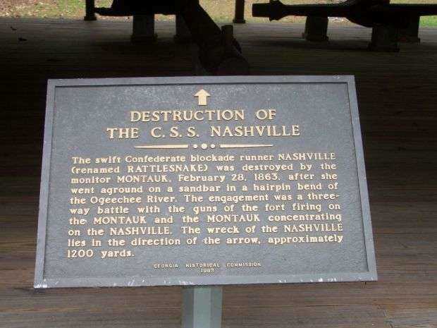 DESTRUCTION OF THE C.S.S. NASHVILLE WAR MEMORIAL MARKER