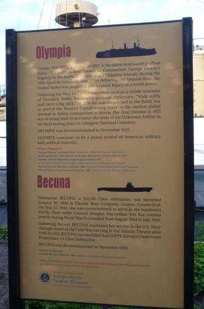 CRUISER OLYMPIA-SUBMARINE BECUNA MEMORIAL SHIPS PLAQUE