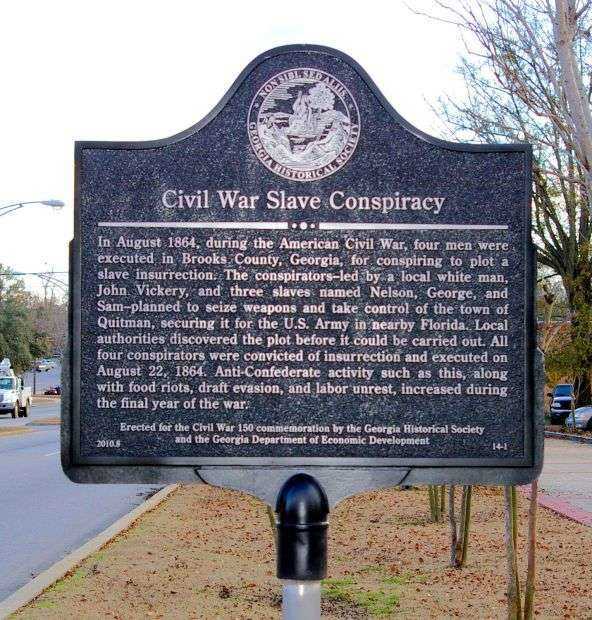 CIVIL WAR SLAVE CONSPIRACY WAR MEMORIAL MARKER