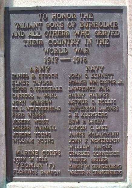 BURHOLME WORLD WAR I MEMORIAL PILLAR PLAQUE C