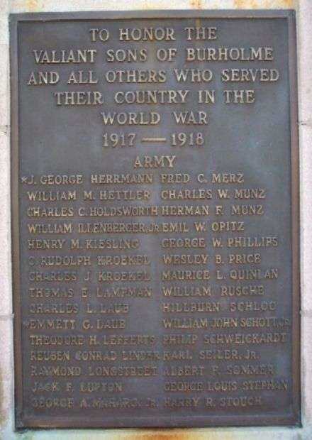 BURHOLME WORLD WAR I MEMORIAL PILLAR PLAQUE B