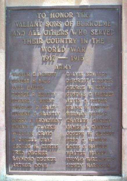 BURHOLME WORLD WAR I MEMORIAL PILLAR PLAQUE A