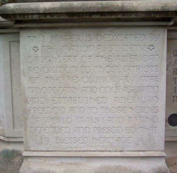 NATIONAL PATRIOTS BELL TOWER DEDICATION STONE