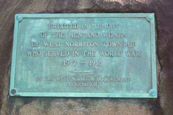 WEST NORRITON TOWNSHIP WORLD WAR MEMORIAL PLAQUE