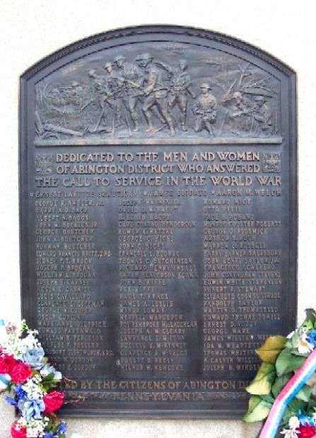 ABINGTON DISTRICT WORLD WAR I MEMORIAL PLAQUE