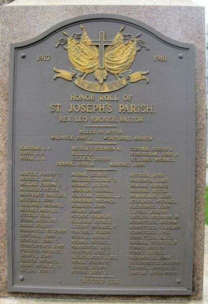 ST. JOSEPH’S PARISH WORLD WAR HONOR ROLL MEMORIAL PLAQUE