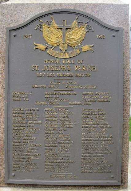 ST. JOSEPH’S PARISH WORLD WAR HONOR ROLL MEMORIAL PLAQUE