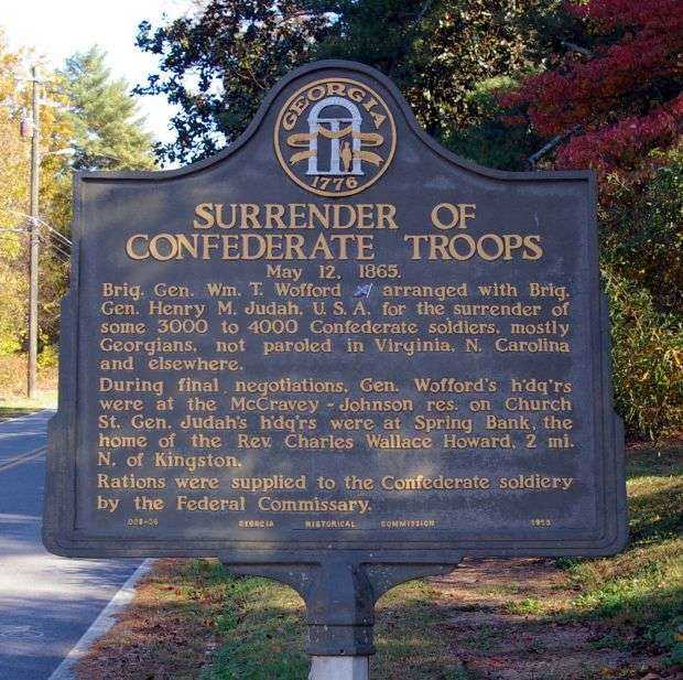 SURRENDER OF CONFEDERATE TROOPS WAR MEMORIAL MARKER