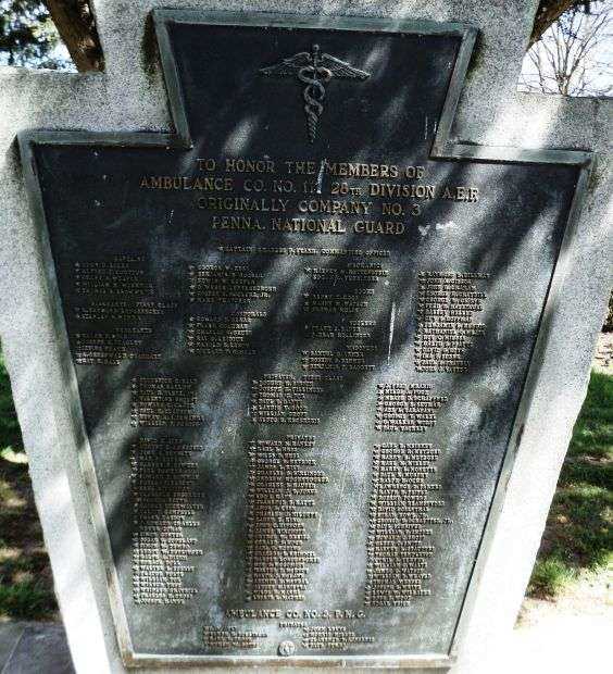 AMBULANCE CO. NO. 111 28TH DIVISION A.E.F. MEMORIAL PLAQUE