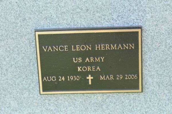 VANCE LEON HERMANN MEMORIAL CEMETERY STONE