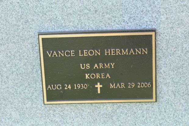 VANCE LEON HERMANN MEMORIAL CEMETERY STONE