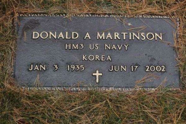 DONALD A MARTINSON MEMORIAL CEMETERY STONE