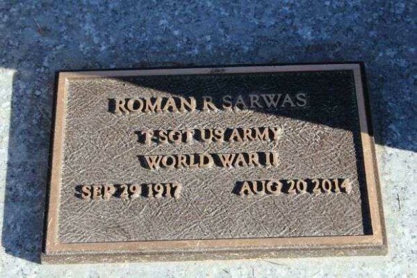 ROMAN R SARWAS MEMORIAL CEMETERY STONE