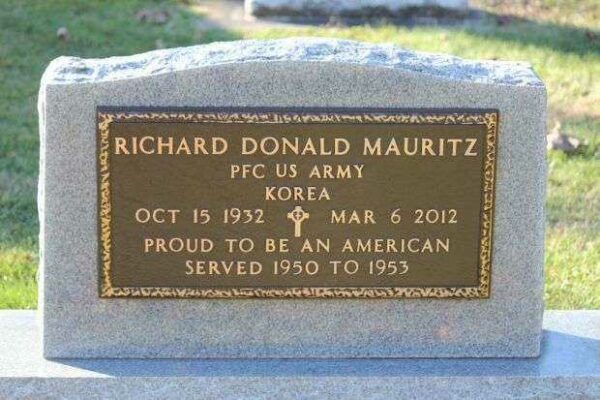 RICHARD DONALD MAURITZ MEMORIAL CEMETERY STONE