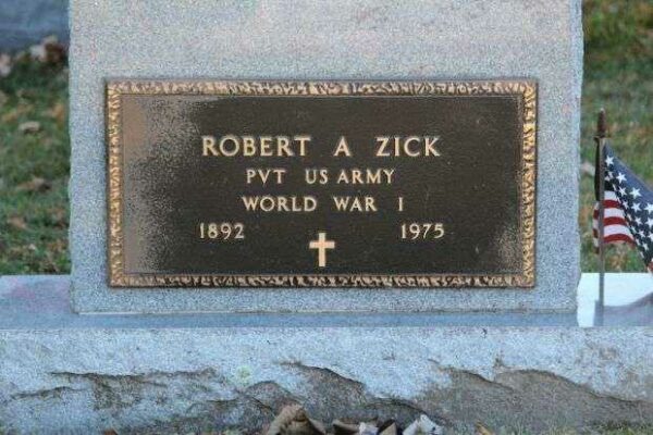 ROBERT A ZICK MEMORIAL CEMETERY STONE