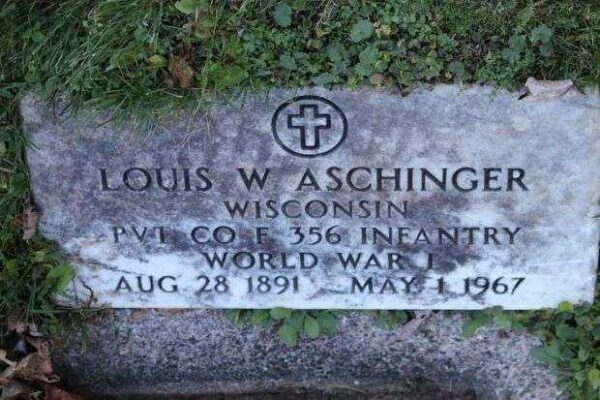 LOUIS W ASCHINGER MEMORIAL CEMETERY STONE